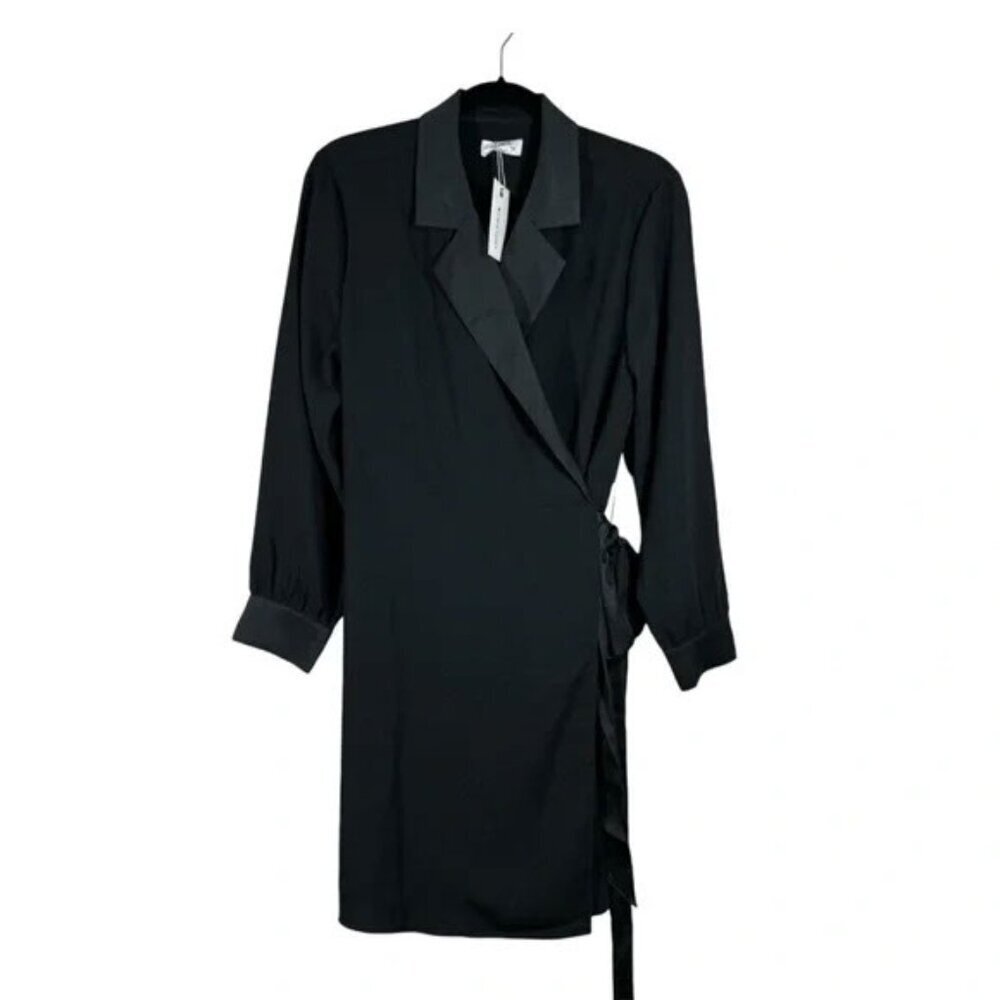 UnTuckIt Satin Black Wrap Agnes Dress Business Career Corporate Modern Large NWT - Picture 6 of 16